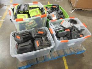 lot 18 image: Wholesale Mixed Pallet of Ryobi 40v, EGO 56v  and More - Battery Chargers.