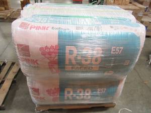 lot 281 image: 6 Bundles of Owens Corning 12 Thick, 24 W x 48 L, R-38, E57 Kraft Insulation Batts (8 Pcs or 64 sq. ftBundle).