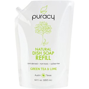 lot 313 image: 1 Case of 10 Puracy Dish Soap Refills, Green Tea & Lime, Sulfate-Free, Natural Liquid Detergent, Each Refill is 64 Ounces