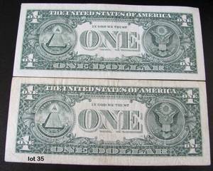 (2) Circulated $1 Star Replacement Notes