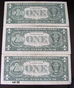 (3) Circulated $1 Star Replacement Notes