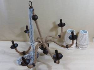 lot 10 image: Unused 6 Light Hanging Chandelier