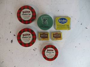 7 VINTAGE Metal Tins