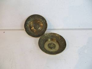 2 VINTAGE Brass Zodiac Ashtrays