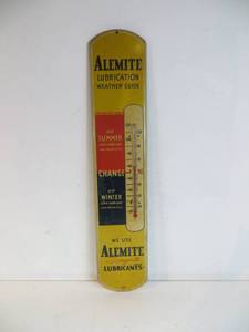 VINTAGE Alemite Lubrication Metal Sign & Weather Guide