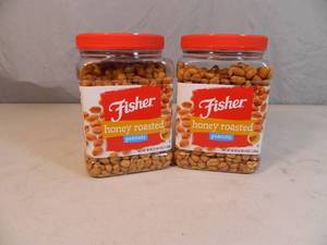 2 New Canisters of Fisher Honey Roasted Peanuts