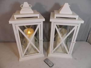 Pair of Luminara Flamless Candles with Lanterns
