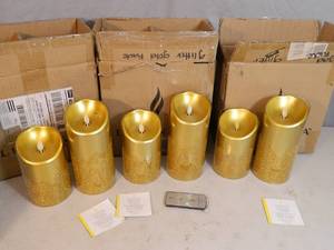 6 New Luminara Flameless Pillar Candles with Remote
