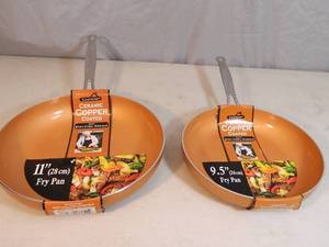 2 New Ceramic Copper Coated Frying Pans