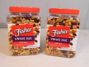 2 New Canisters of Fisher Sweet Nut Trail Mix