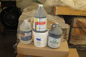 Chemicals - V-Seal Sealer, Proline EZ-Accent Stain Charcoal, TK 6100 Vertical Exposed Aggregate Retarder, Stone Tone Stain, Citric Acid