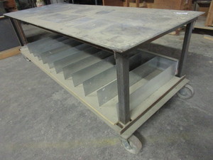 lot 127 image: STEEL ROLLING UTILITY TABLES