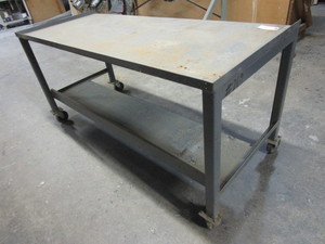 lot 131 image: ROLLING STEEL WORK TABLE