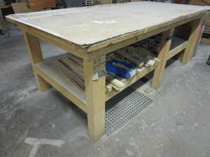 lot 132 image: WORK TABLE WITH SHELF