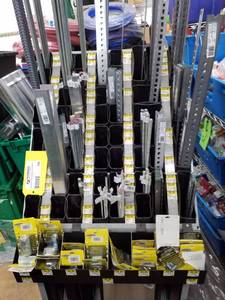 lot 190 image: Lot of New Coupling Nuts, Plated Slotted Strapping, Plated Threaded Rods, Aluminum Flats, And More
