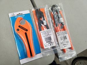 lot 125 image: Lot of (3) New SharkBite PEX Cutting Tool, SharkBite Ring Removal Tool 12in. To 1in. Copper Rings 23055, SharkBite 3-Handle PEX Clamp Tool UC961