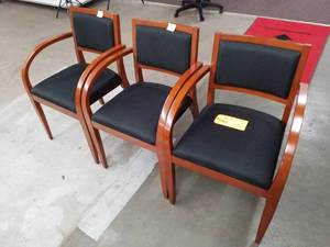 lot 208 image: Lot of (3) Padded Wood Office Chairs