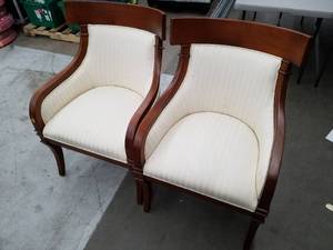 lot 213 image: Lot of (2) Padded Wood Office Chairs