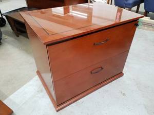lot 236 image: Executive Wood Lateral File Cabinet 2-Drawer