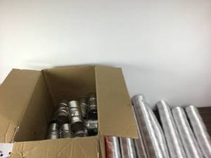 lot 36 image: Mixed Lot Of 8 Everbilt 4 in. x 8 ft. Semi-Rigid Flexible Aluminum Dryer Vent Duct, Several Connector Couplings