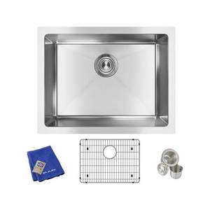 lot 25 image: Elkay Crosstown Undermount Stainless Steel 24 in. Single Bowl Kitchen Sink with Bottom Grid and Drain