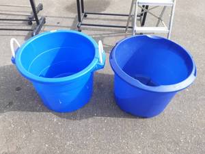 lot 22 image: 2-Large Blue Bucket Tubs