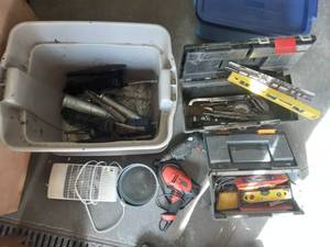 lot 45 image: Drills, Caulking Guns, Hand Tools, Levels, Bins & Tool Box, More