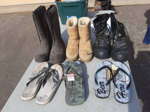 lot 46 image: Mens Boots Rubber Kamik, UGG, LaCrosse (Size 1112) & Flip Flops.