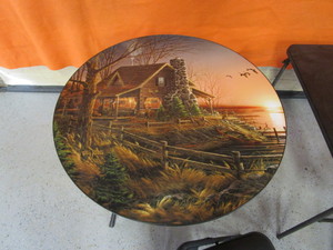 lot 56 image: Terry Redlin & Black Card Tables & (2) Chairs