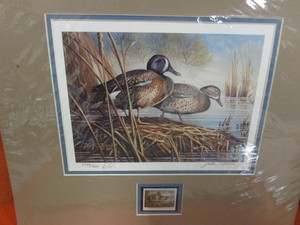 lot 65 image: (10) Ducks Unlimited, SD Waterfowl Restoration, SD Migratory Bird Restoration Stamp Signed & Numbered Prints 14x16