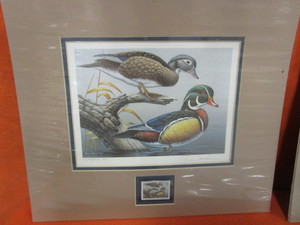 lot 67 image: (9) Ducks Unlimited, SD Waterfowl Restoration, SD Migratory Bird Restoration Stamp Signed & Numbered Prints 14x16
