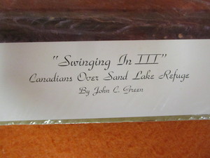 lot 75 image: John Green Ducks Unlimited Swinging In III Canadians Over Sand Lake Refuge Signed & Numbered Print #2032000 25x18