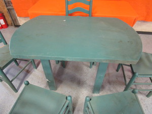 lot 80 image: Wood Patio Table & 5 Chairs