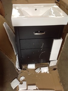Home Decorators Collection Cedarton 24 in. W x 18 in. D Bath Vanity in Espresso with Vitreous China Vanity Top in White and Sin in good conditions