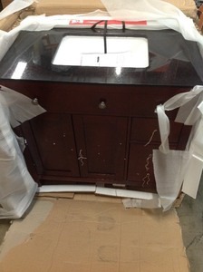 Pegasus Austen 36 in. Vanity in Dark Cherry with Granite Vanity Top in Black in good conditions
