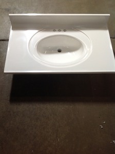 Glacier Bay Newport 37 in. W x 22 in. D Cultured Marble Vanity Top in White  with White Sink not used