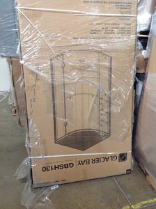 Glacier Bay Glamour 38 in. x 77 in. Corner Drain Corner Shower Kit in White and Satin Nickel Hardware not used