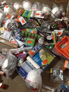 lot 1 image: WHOLESALE PALLET LOT OF GENERAL MERCHANDISE, SMALLS- TOOLS,HARDWARE ITEMS and 3m safety accessories