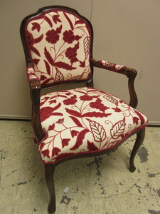 lot 402 image: ACCENT CHAIR, WITH DECORATIVE WOOD FRAME
