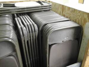 lot 158 image: Lot of (50) Plastic Folding Chairs with Metal Frame