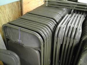 lot 159 image: Lot of (50) Plastic Folding Chairs with Metal Frame