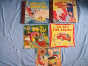Bozo record books with other kids records from 1950s. As shown.