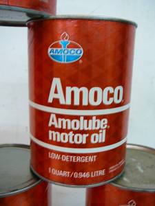 lot 10 image: Amoco Motor Oil SAE10W 10-Full cans