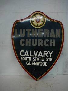 lot 50 image: Lutheran Church Tin Sign