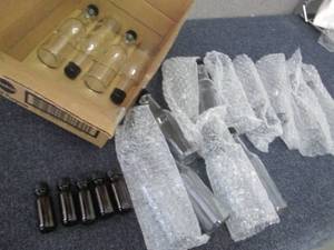 6 Clear Bottles with Lids, 5 Amber...