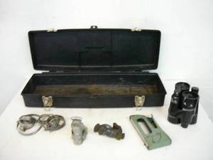 Plastic Tool Box, Hose Clamps, Stapler, Shelf Legs, Air Line