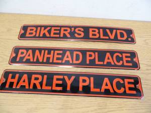Lot of 3 Biker Signs - Harley Davidson