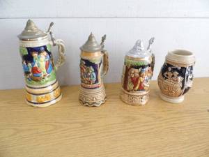 Lot of 4 Beer Steins