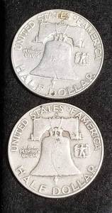 2 FRANKLIN HALF DOLLARS 1957-D 1963-D