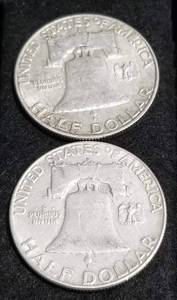 2 FRANKLIN HALF DOLLARS 1958-D 1962-D